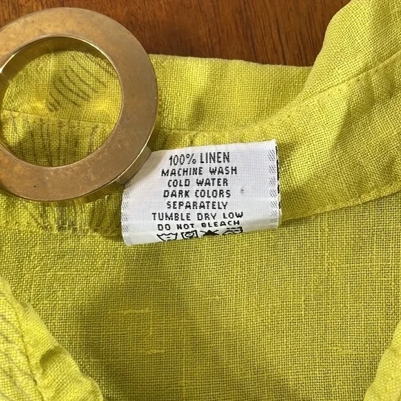 Click by Color Me Cotton lime green linen top with floating jelly fish motif - Picture 5 of 7